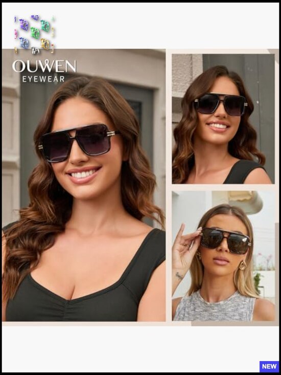 Oversized Square Sunglasses Retro Trendy Designer Big Rectangle Wrap Around